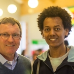 With Eritrean refugee student Samuel Tesfamariam