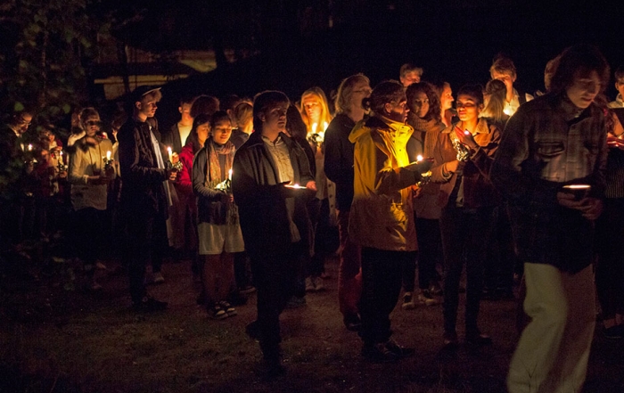 Starting the day: procession to the Silent House at midnight