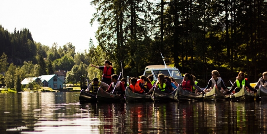 About to head out in canoes