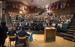 The assembled delegates in the Auditorium