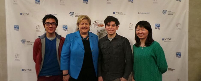 Yaojie, Erna Solberg, Ricardo and Gog Pei at the Prize Ceremony