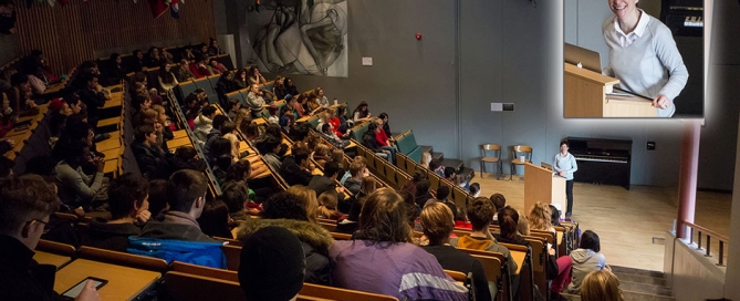 Flannery addressing the College at the start of Global Concerns Day