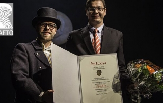 Chair of the Rafto Prize committee, Martin Paulsen (left) and 2014 Rafto Prize Laureate Pavel Chikov