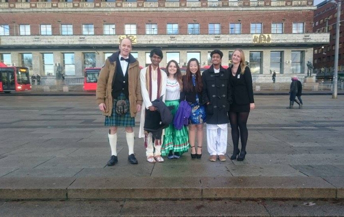 Outside Oslo City Hall before the ceremony