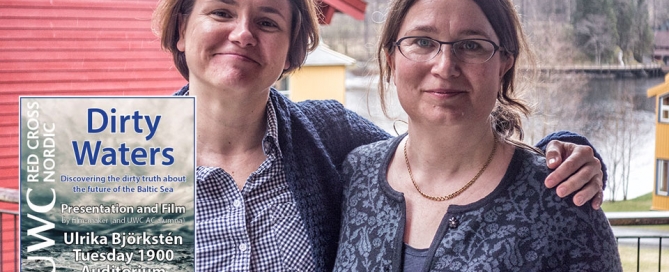 Staff member Judit Dudas (left) with visiting speaker Ulrika Bjørkstén