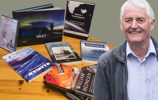 Claus Reistrup and some of the donated books