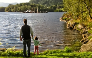 Larry and Poppy watching the assembled flotilla