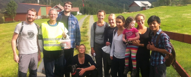 Some of the students and staff on this years postal walk (postveitrimmen)