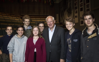 Professor Geir Lundestad with RCN students after his talk