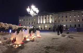 Outside the Royal Palace in Oslo