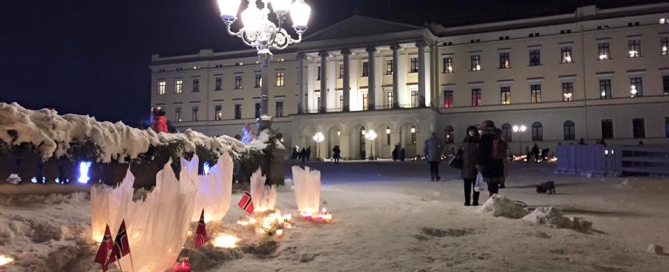 Outside the Royal Palace in Oslo