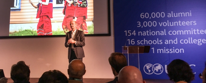 Sven Mollekeiv, President of the Norwegian Red Cross, delivering his keynote address
