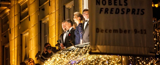 Laureate Juan Manuel Santos (President of Colombia) with other dignitaries