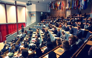 MUN delegates in the auditorium