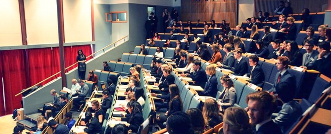 MUN delegates in the auditorium