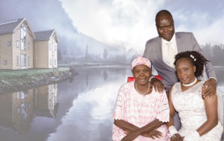 Justin Tata with his wife and mother